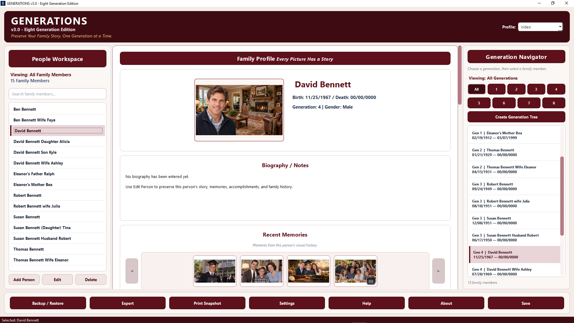 David Bennett family profile