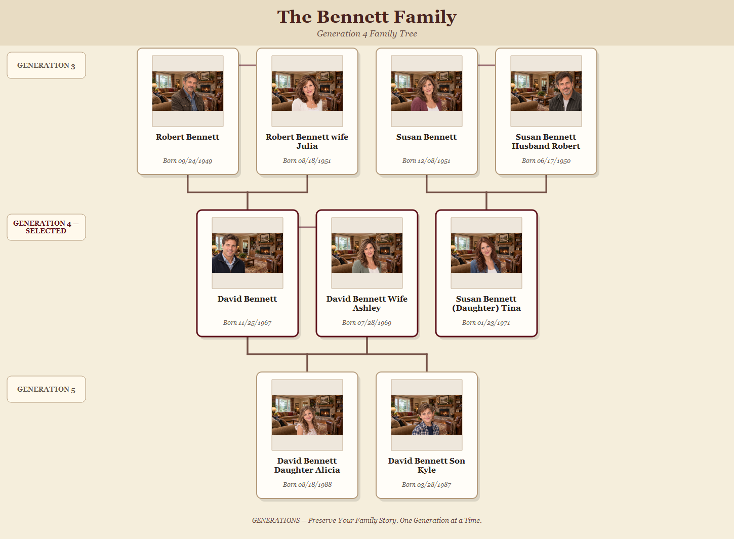 Bennett Family Generation 4 tree
